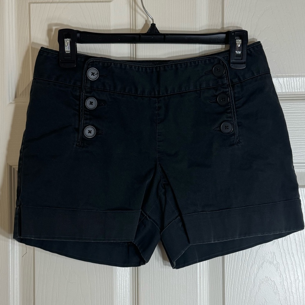Express Sailor Shorts Black Button Front Stretch Size 4 90s Y2K‎